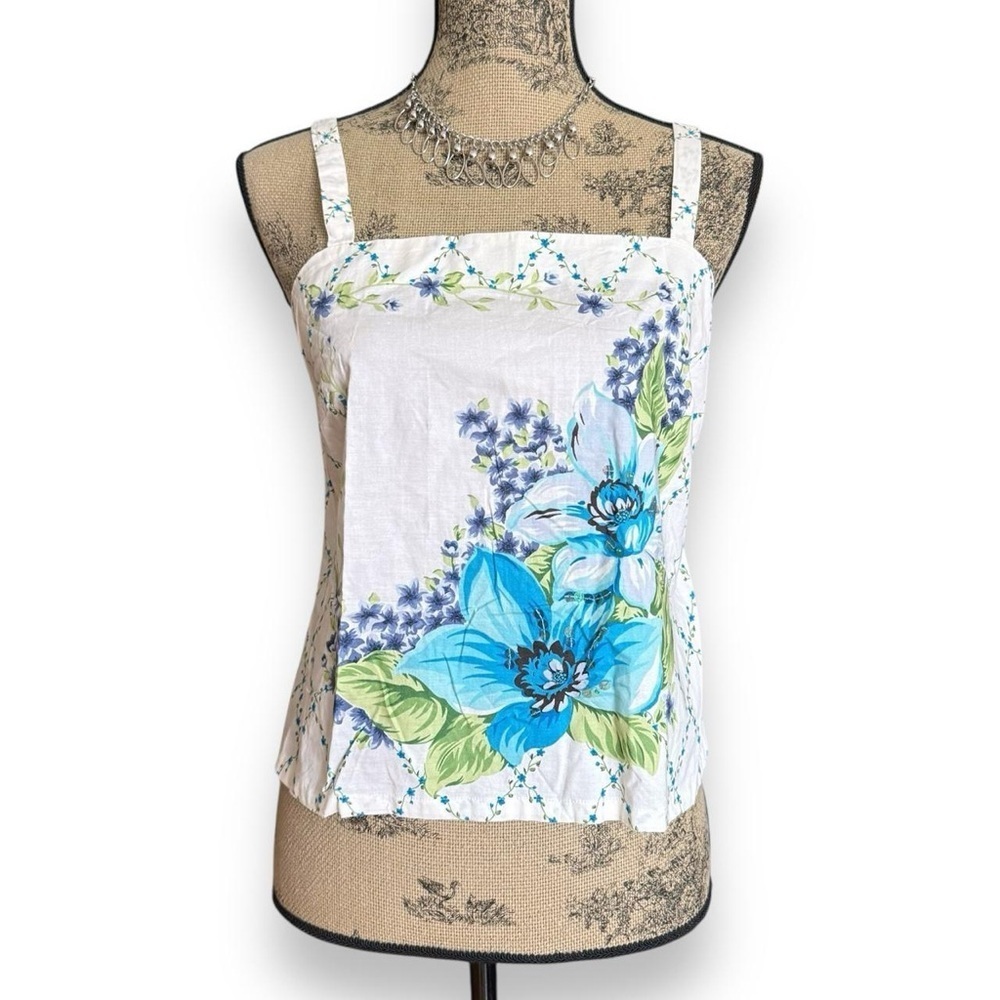 GAP Floral Blue and White Tank Top Blouse Size S